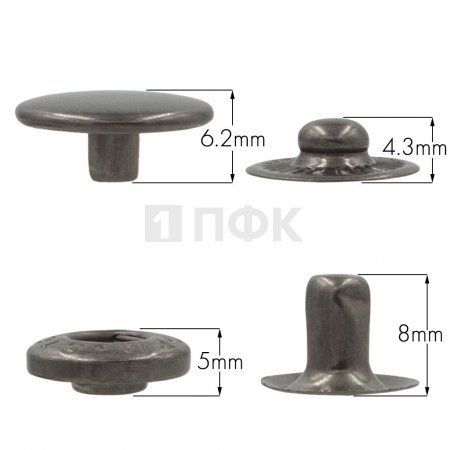 Кнопка для одежды 15мм Альфа сталь цв никель тем (уп 720шт) STORM Кнопка для одежды 15мм Альфа сталь цв никель тем (уп 720шт) STORM