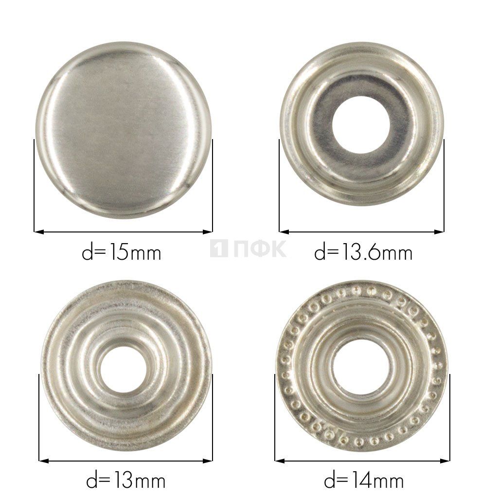 Кнопка для одежды 15мм №61 сталь цв никель (уп 720шт) NEW STAR