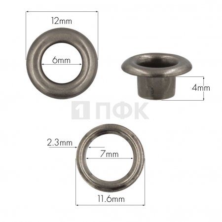 Люверсы №4 6мм нерж цв никель тем (уп 5000шт) 