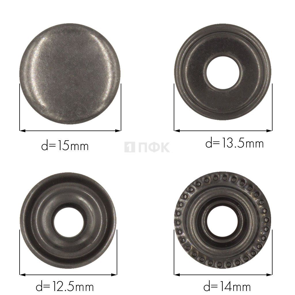 Кнопка для одежды 15мм №61 нерж цв никель тем (уп 720шт) NEW STAR
