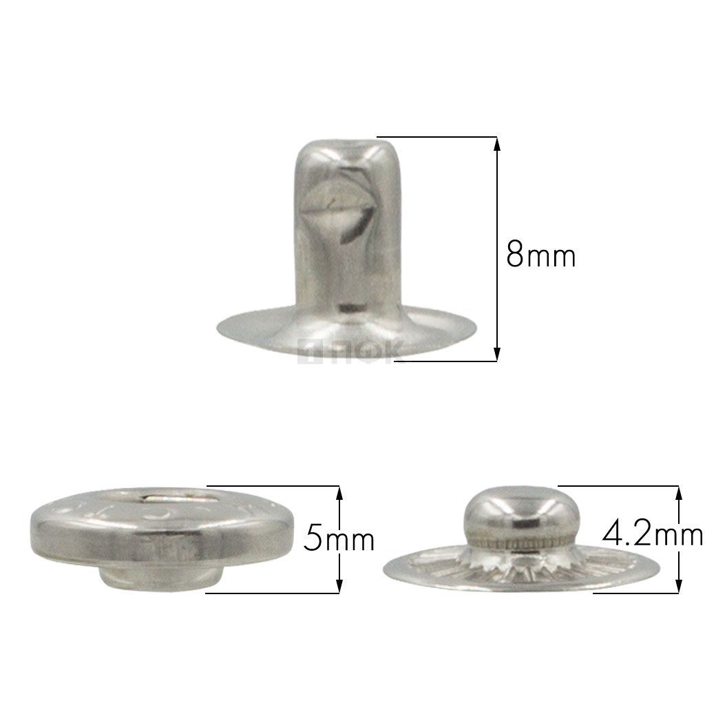 3 Части кнопки для одежды 15мм Альфа нерж цв никель (уп 720шт) STORM