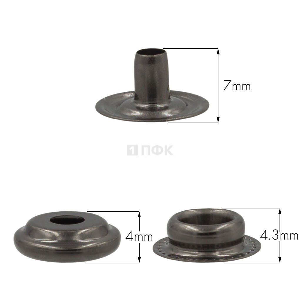 3 Части кнопки для одежды 15мм №61 сталь цв никель тем (уп 720шт) NEW STAR